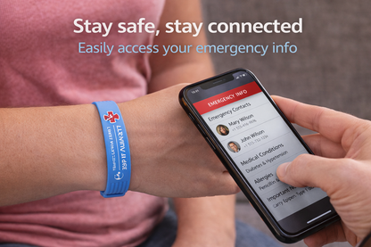 Medical Alert Bracelet (Light Blue) – Tap to Access Emergency Info Instantly | No App Needed