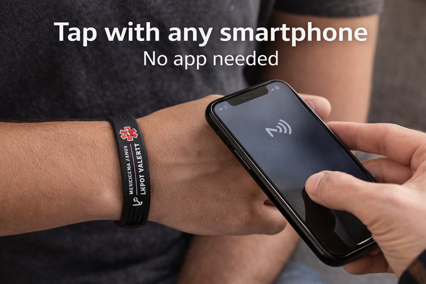 Medical Alert Bracelet (Black) – SmarTap Emergency Info for Men|Women|Seniors | Kids | STJ SmartTap